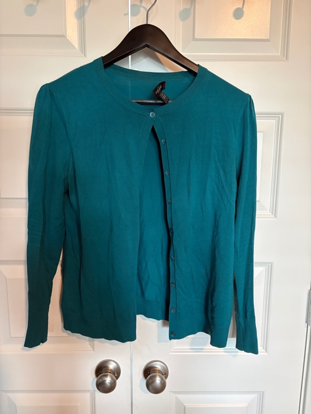 august silk Teal Button-Front Lightweight Cardigan